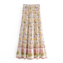 Load image into Gallery viewer, Floral Peacock Printed, Boho Maxi Skirt, Vintage Skirt