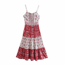 Load image into Gallery viewer, Pink Floral Print,Boho Sundress,Boho Maxi Dress
