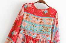 Load image into Gallery viewer, Peacock Floral Print, Bohemian Maxi Dress ,Boho Dress