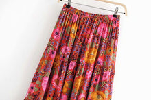 Load image into Gallery viewer, Boho Skirt, Maxi Skirt, Red Wild Flower
