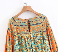 Load image into Gallery viewer, Boho Blouse, Vintage Blouse,Yellow Floral Print