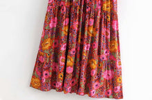 Load image into Gallery viewer, Red Floral Print,Bohemian Maxi Sundress,Boho Dress