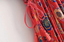 Load image into Gallery viewer, Peacock Floral Print,Bohemian Maxi Sundress, Boho Dress