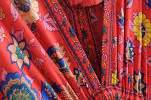 Load image into Gallery viewer, Peacock Floral Print,Bohemian Maxi Sundress, Boho Dress