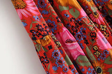 Load image into Gallery viewer, Boho Skirt, Maxi Skirt, Red Wild Flower