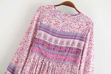 Load image into Gallery viewer, Pink Floral Print,Bohemian Dress, Boho Dress
