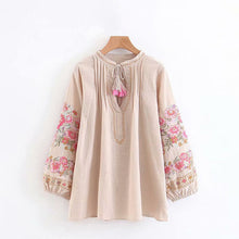 Load image into Gallery viewer, Boho Blouse, Vintage Blouse,Embroidery Linen cotton