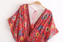 Load image into Gallery viewer, Peacock Floral Print,Bohemian Maxi Sundress, Boho Dress