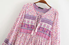 Load image into Gallery viewer, Pink Floral Print,Bohemian Dress, Boho Dress