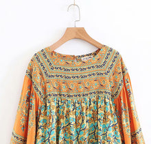 Load image into Gallery viewer, Boho Blouse, Vintage Blouse,Yellow Floral Print