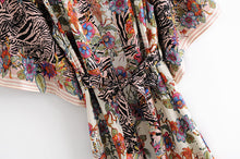 Load image into Gallery viewer, Multi Floral print ,Boho Kimono robe,Bikini Cover-ups