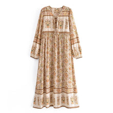 Load image into Gallery viewer, Kahaki Floral Print,Bohemian Maxi Dress,Boho Dress