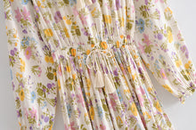 Load image into Gallery viewer, Lace-up Tassel, Boho Maxi Dress, Vintage Sundress