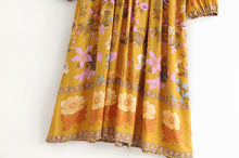 Load image into Gallery viewer, Yellow Floral Print,Bohemian Maxi Dress ,Boho Dress