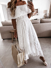 Load image into Gallery viewer, White Lace Hollow Out ,Boho Maxi Dress,Bohemian Sundress