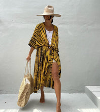 Load image into Gallery viewer, Stripe Print,Bohemian Maxi Dress , Boho Kimono