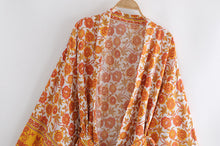 Load image into Gallery viewer, Yellow Floral Print ,Boho Kimono,Bikini Cover-ups