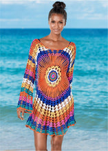 Load image into Gallery viewer, Rainbow Hollow Out ,Boho Mini Dress,Beach Cover-ups