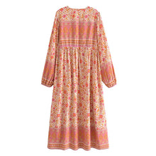 Load image into Gallery viewer, Multi Floral Print,Bohemian Maxi Dress Robe,Boho Dresses
