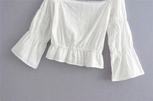 Load image into Gallery viewer, Boho Blouse, White Shirt,white Off-shoulder Tops