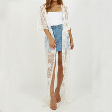 Load image into Gallery viewer, White hollow Out ,Bohemian maxi dress, Boho kimono
