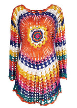 Load image into Gallery viewer, Rainbow Hollow Out ,Boho Mini Dress,Beach Cover-ups
