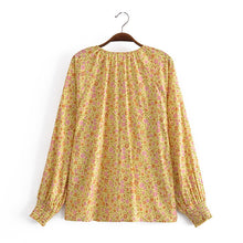 Load image into Gallery viewer, Yellow Floral Print ,Loose Blouses ,Boho Shirts