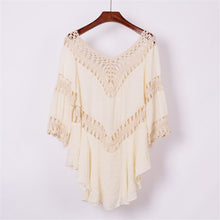 Load image into Gallery viewer, White Hollow Out,Bohemian Mini Dress,Boho Sundress