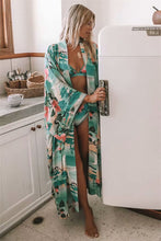 Load image into Gallery viewer, Boho Kimono,Bikini Cover-ups,Green Crane Floral