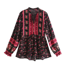 Load image into Gallery viewer, Boho Blouse, Vintage Blouse,Floral Print
