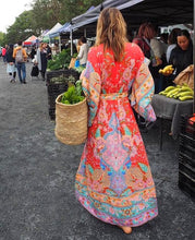 Load image into Gallery viewer, Maxi Dress, Boho Dress,Peacock Floral Print
