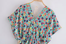 Load image into Gallery viewer, Green Floral Print,Bohemian Maxi Dress,Boho Dress
