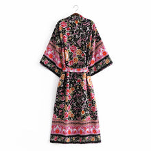 Load image into Gallery viewer, Floral Print ,boho Kimono ,Boho Maxi Robe