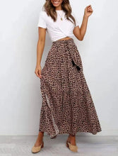 Load image into Gallery viewer, Leopard Print Bohemian Skirt,Rayon Cotton Maxi Boho Skirts