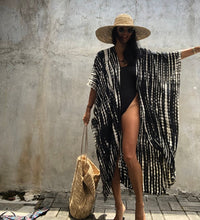 Load image into Gallery viewer, Stripe Print,Bohemian Maxi Dress , Boho Kimono
