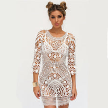 Load image into Gallery viewer, Hollow Lace, Boho Mini Dress,bohemian Sundress