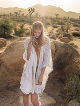 Load image into Gallery viewer, Boho Robe,Short Kimono ,White Cover-ups