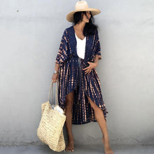 Load image into Gallery viewer, Stripe Print,Bohemian Maxi Dress , Boho Kimono