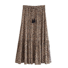 Load image into Gallery viewer, Leopard Print Bohemian Skirt,Rayon Cotton Maxi Boho Skirts