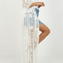 Load image into Gallery viewer, White hollow Out ,Bohemian maxi dress, Boho kimono