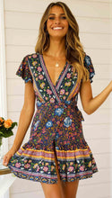Load image into Gallery viewer, Wrap Mini Dress, Boho Sundress,Floral Print