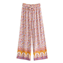 Load image into Gallery viewer, Boho Sets, Pink Floral Print ,Pants and Tops