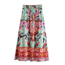 Load image into Gallery viewer, Peacock Floral Print,Bohemian Maxi Skirts,Boho Skirts