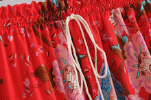 Load image into Gallery viewer, Red Floral Peacock Skirt, Maxi Skirt,Boho Skirt