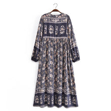 Load image into Gallery viewer, Grey Floral Print,Bohemian Maxi Dress,Boho Dress