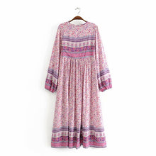 Load image into Gallery viewer, Pink Floral Print,Bohemian Dress, Boho Dress