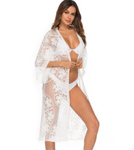 Load image into Gallery viewer, White hollow Out,Bohemian maxi dress, Boho kimono