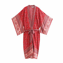 Load image into Gallery viewer, Boho Kimono , Bikini Cover-ups,Batwing Sleeve