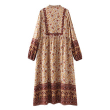 Load image into Gallery viewer, Pink floral print, Bohemian midi dress ,Boho sundress