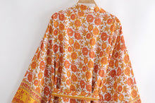 Load image into Gallery viewer, Yellow Floral Print ,Boho Kimono,Bikini Cover-ups